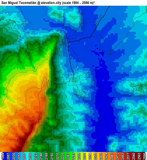 San Miguel Tecomatlán elevation map