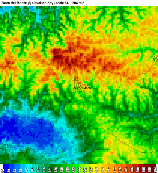 Boca del Monte elevation map