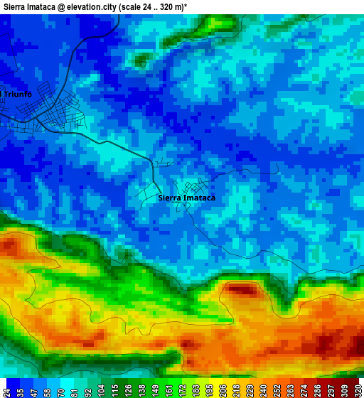 Sierra Imataca elevation map