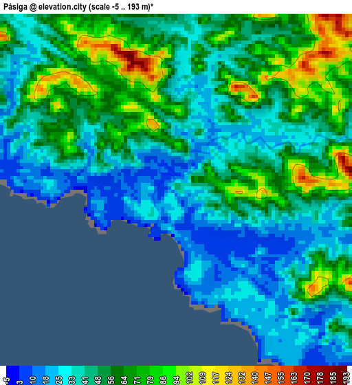 Pásiga elevation map