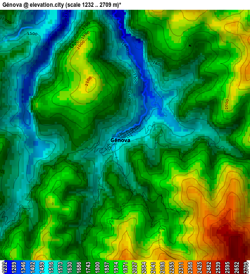 Génova elevation map