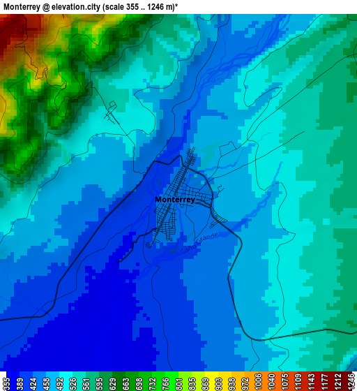 Monterrey elevation map