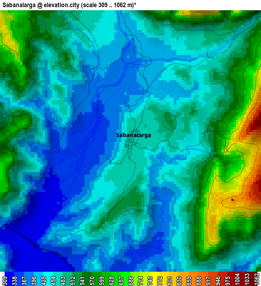 Sabanalarga elevation map