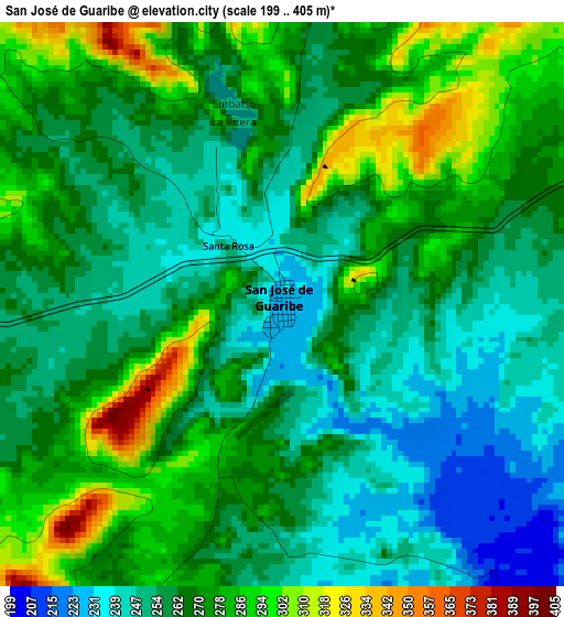 San José de Guaribe elevation map