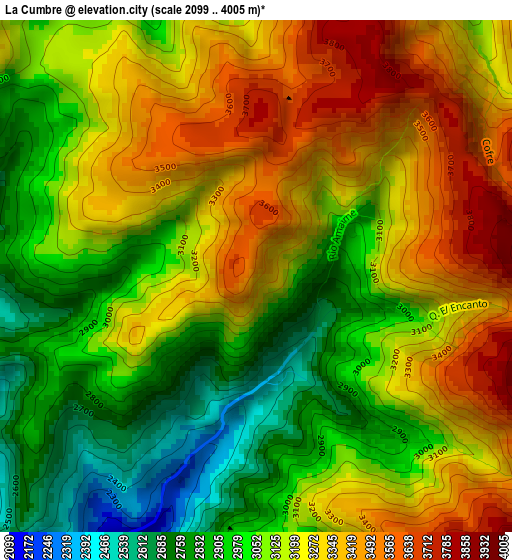 La Cumbre elevation map