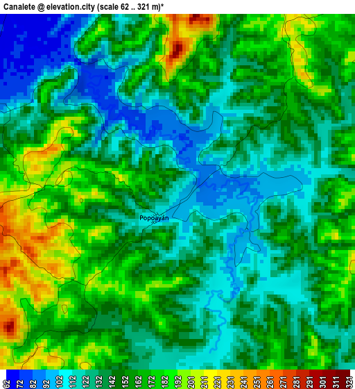 Canalete elevation map