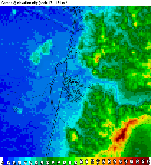 Carepa elevation map