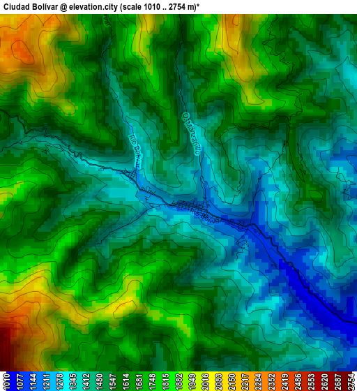 Ciudad Bolívar elevation map