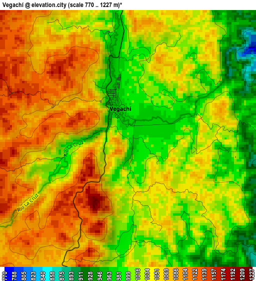 Vegachí elevation map