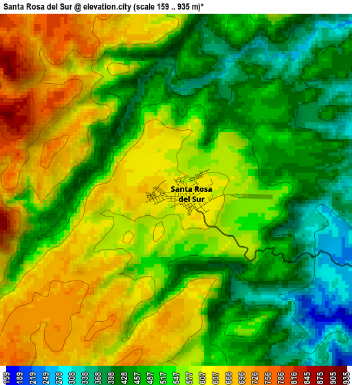 Santa Rosa del Sur elevation map