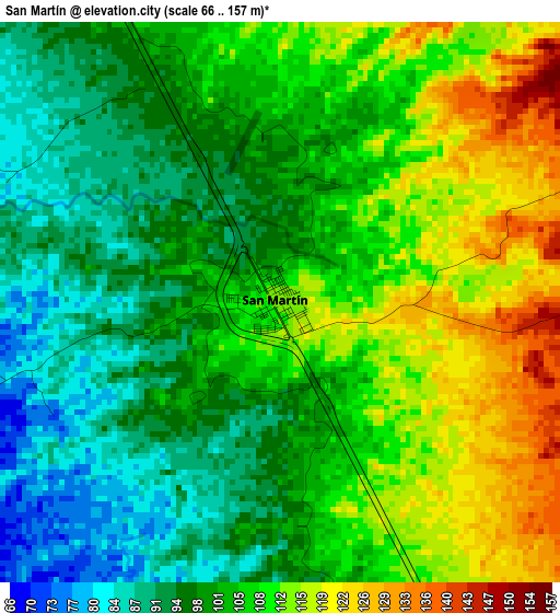 San Martín elevation map