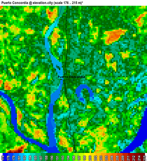 Puerto Concordia elevation map