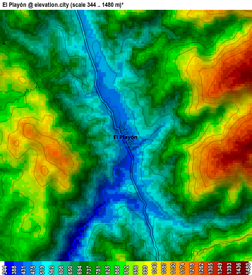 El Playón elevation map