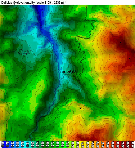 Delicias elevation map