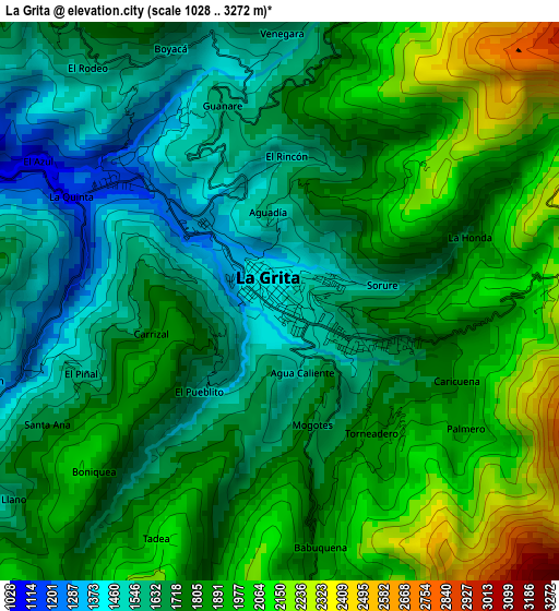 La Grita elevation map