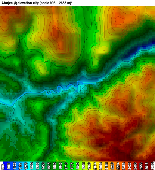 Atarjea elevation map