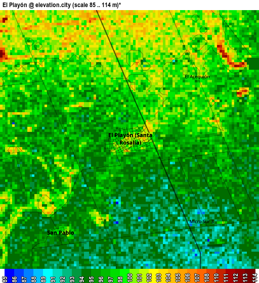 El Playón elevation map