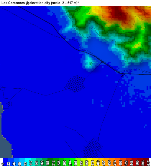 Los Corazones elevation map