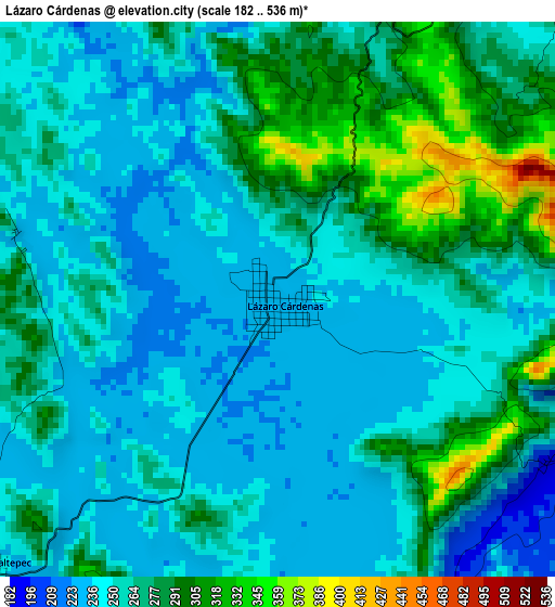 Lázaro Cárdenas elevation map