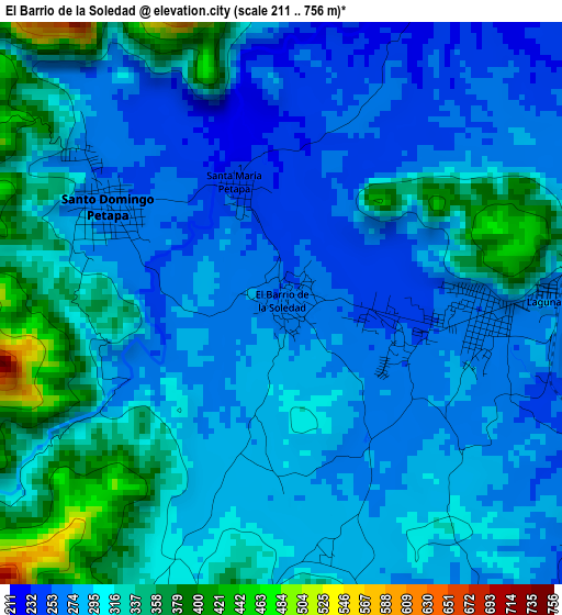 El Barrio de la Soledad elevation map