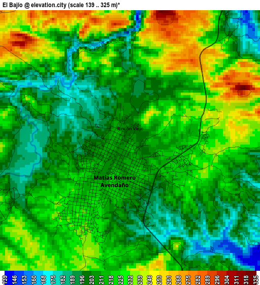 El Bajío elevation map