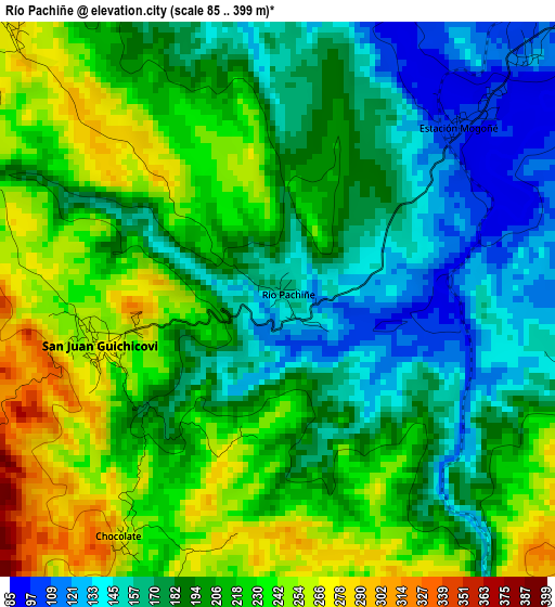 Río Pachiñe elevation map