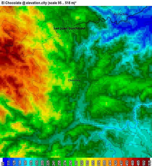 El Chocolate elevation map