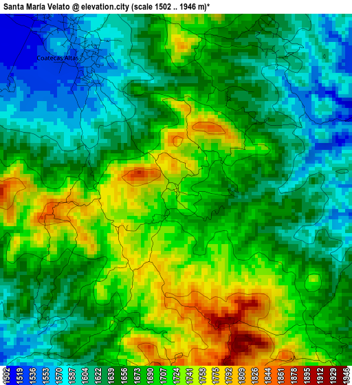 Santa María Velato elevation map