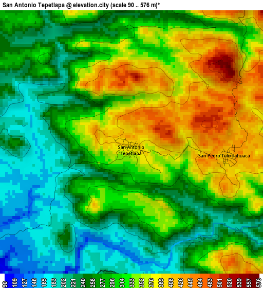 San Antonio Tepetlapa elevation map