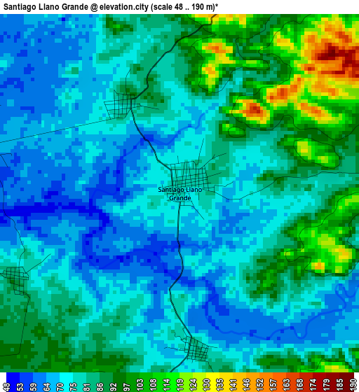 Santiago Llano Grande elevation map