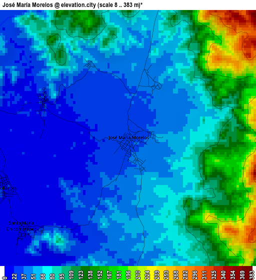 José María Morelos elevation map