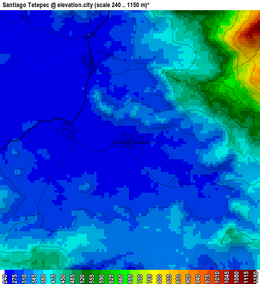 Santiago Tetepec elevation map