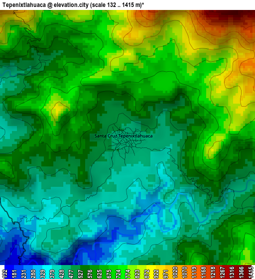 Tepenixtlahuaca elevation map