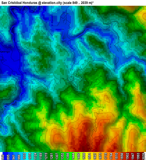 San Cristóbal Honduras elevation map