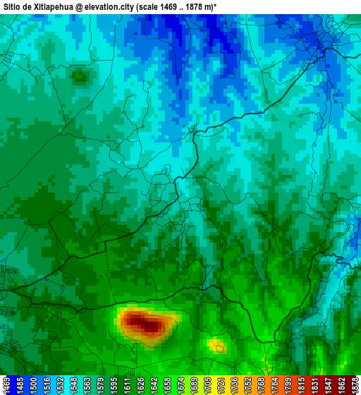 Sitio de Xitlapehua elevation map