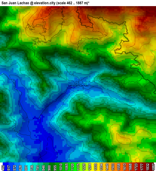 San Juan Lachao elevation map