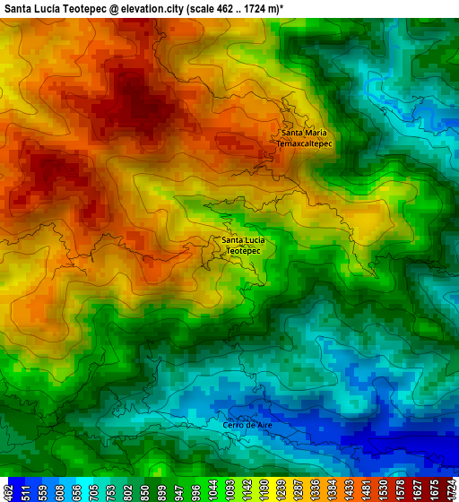 Santa Lucía Teotepec elevation map