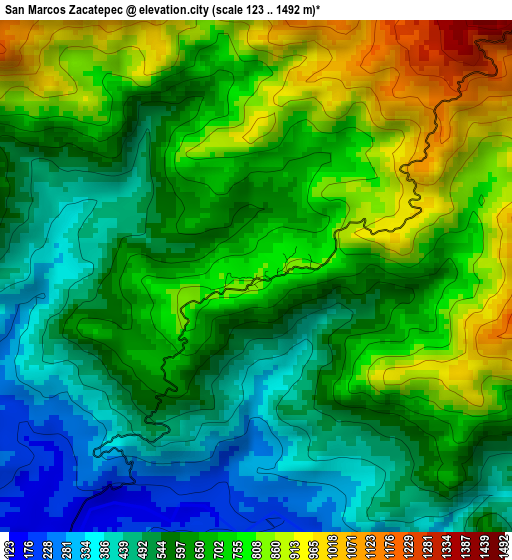 San Marcos Zacatepec elevation map