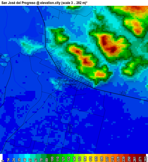 San José del Progreso elevation map