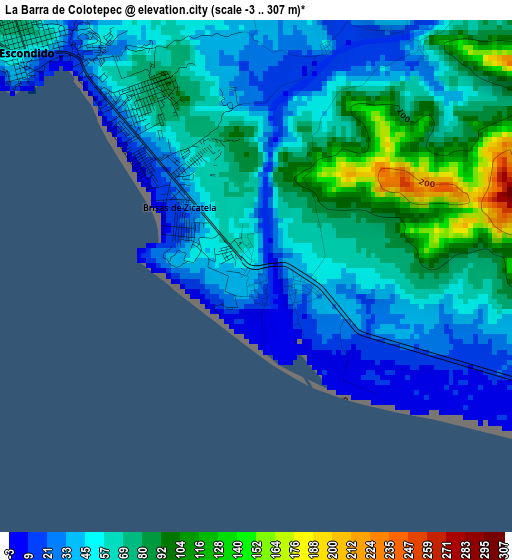 La Barra de Colotepec elevation map