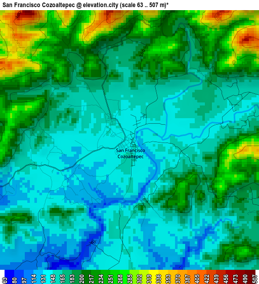 San Francisco Cozoaltepec elevation map