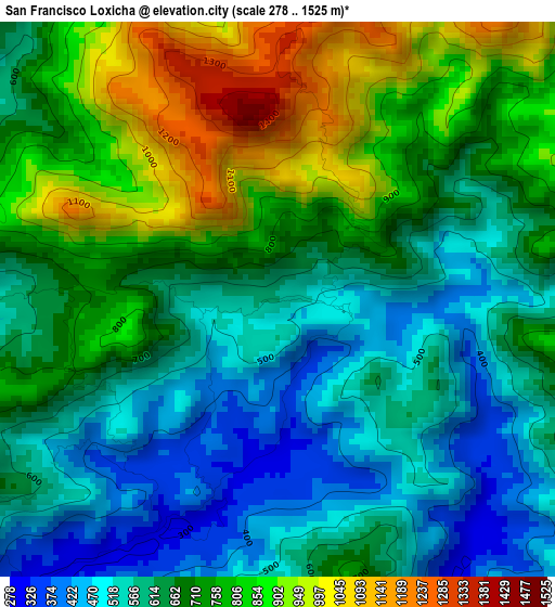San Francisco Loxicha elevation map