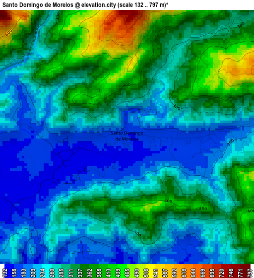 Santo Domingo de Morelos elevation map