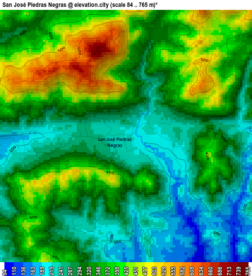 San José Piedras Negras elevation map