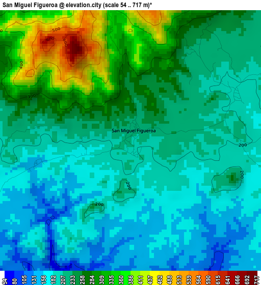 San Miguel Figueroa elevation map