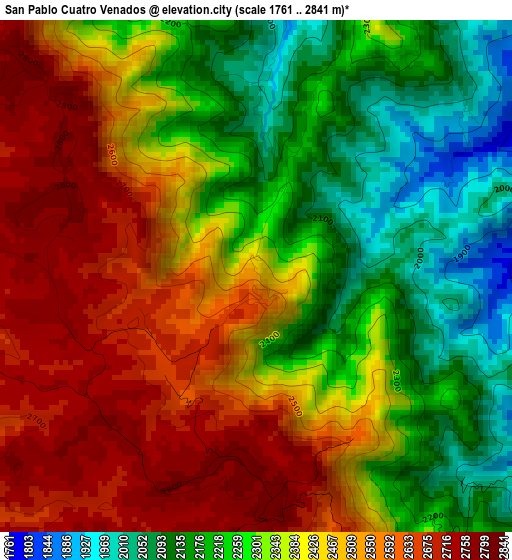 San Pablo Cuatro Venados elevation map