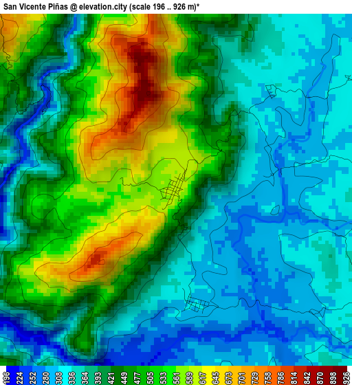 San Vicente Piñas elevation map