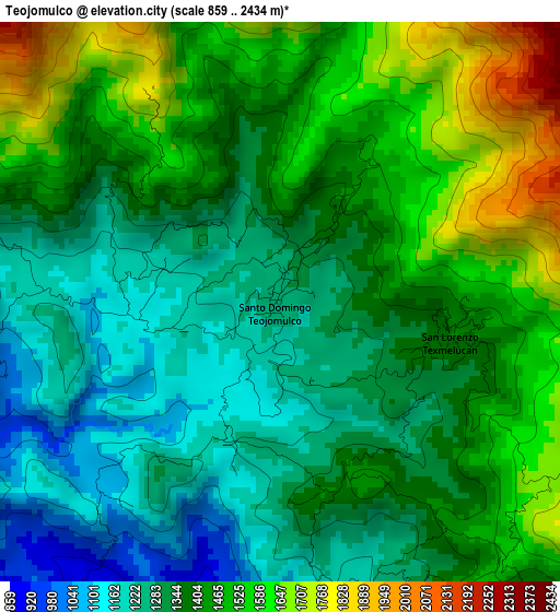 Teojomulco elevation map