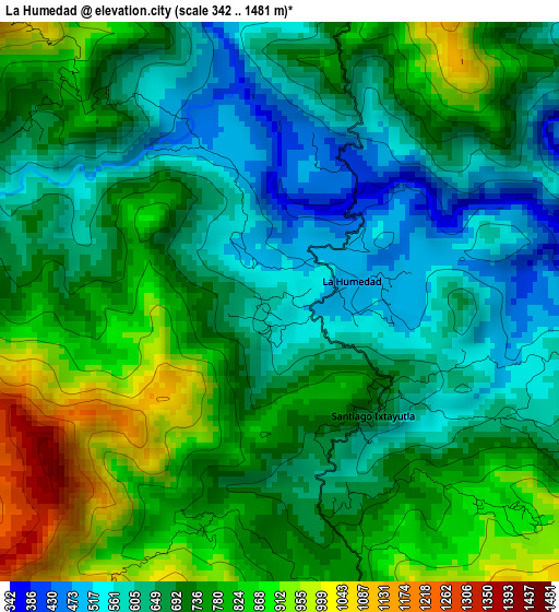 La Humedad elevation map