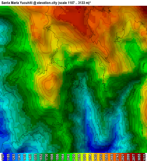 Santa María Yucuhiti elevation map